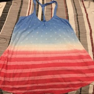 American flag braided racer back tank top